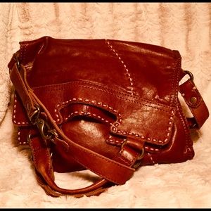 Lucky Brand brown leather satchel/messenger bag